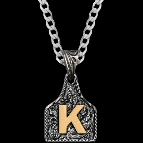 Mini Initial Cow Tag Necklace 